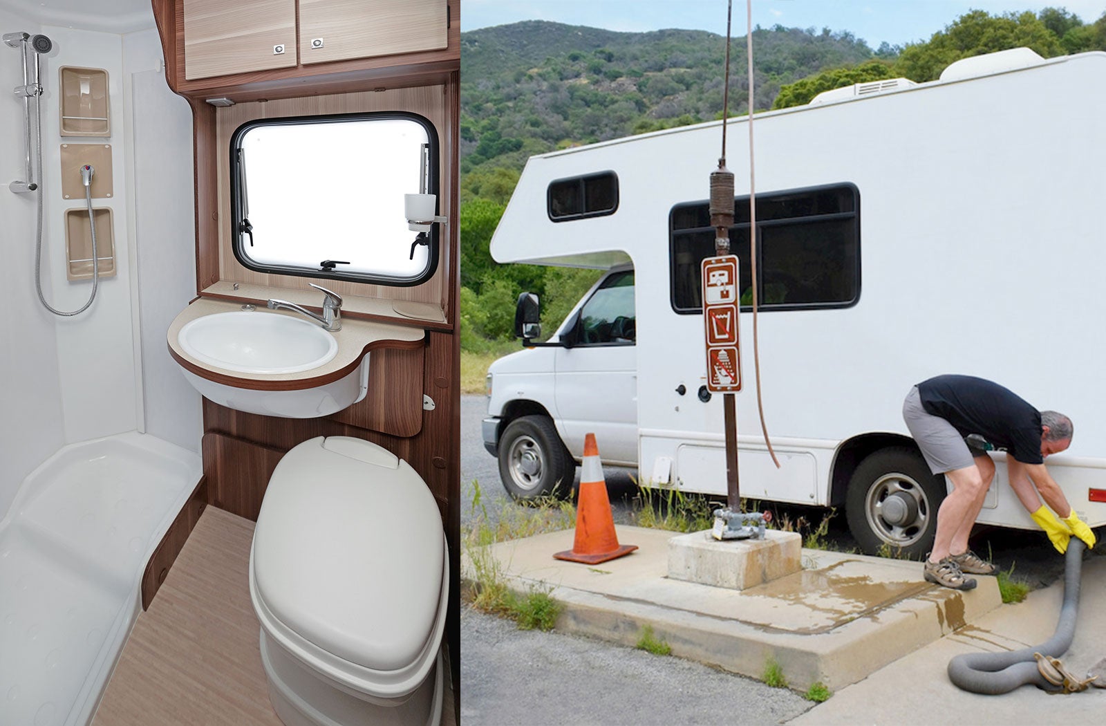 Portable RV/camper toilet and holding tank setup in Nashville, Texas