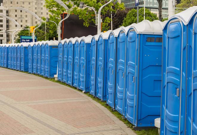 Seasonal porta potty units set up at a Nashville, Texas venue