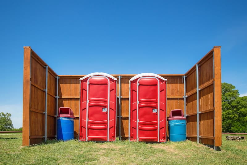 Short-term porta potty units staged for delivery in Nashville, Texas